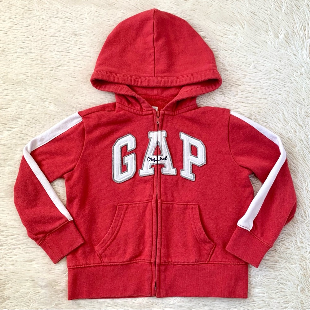 Gap Red and White Zip Up Hoodie•Size 6/7•EUC